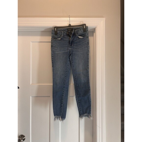 Judy Blue Denim - JUDY BLUE SKINNY FIT Womens Size 3/26 High Rise Stretch Raw Hem Distressed Jeans